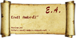 Endl Ambró névjegykártya